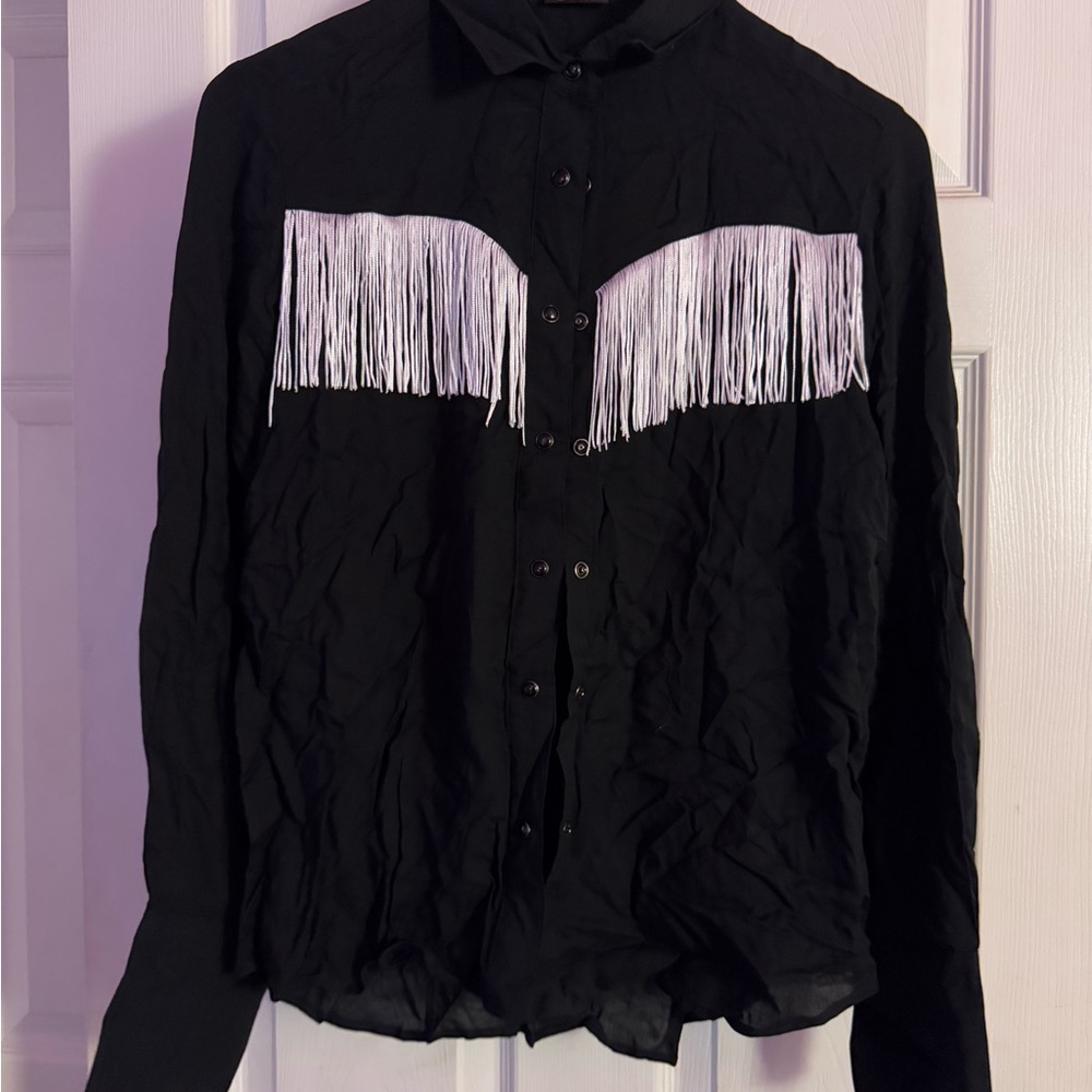Black Fringe Western Shirt